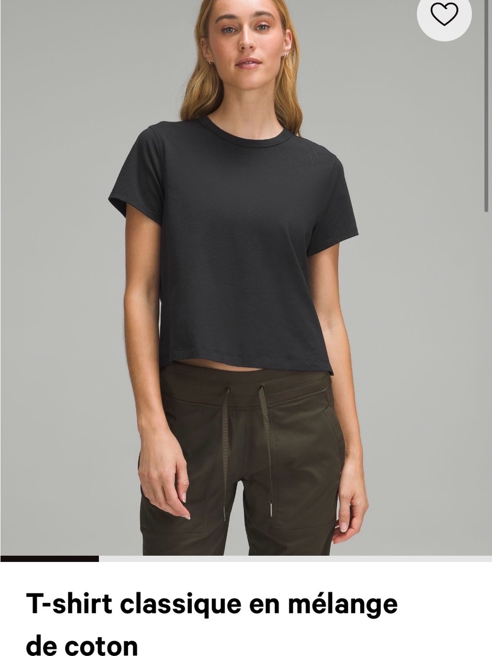 lululemon athletica Black Short Sleeve Crop Crew Tee